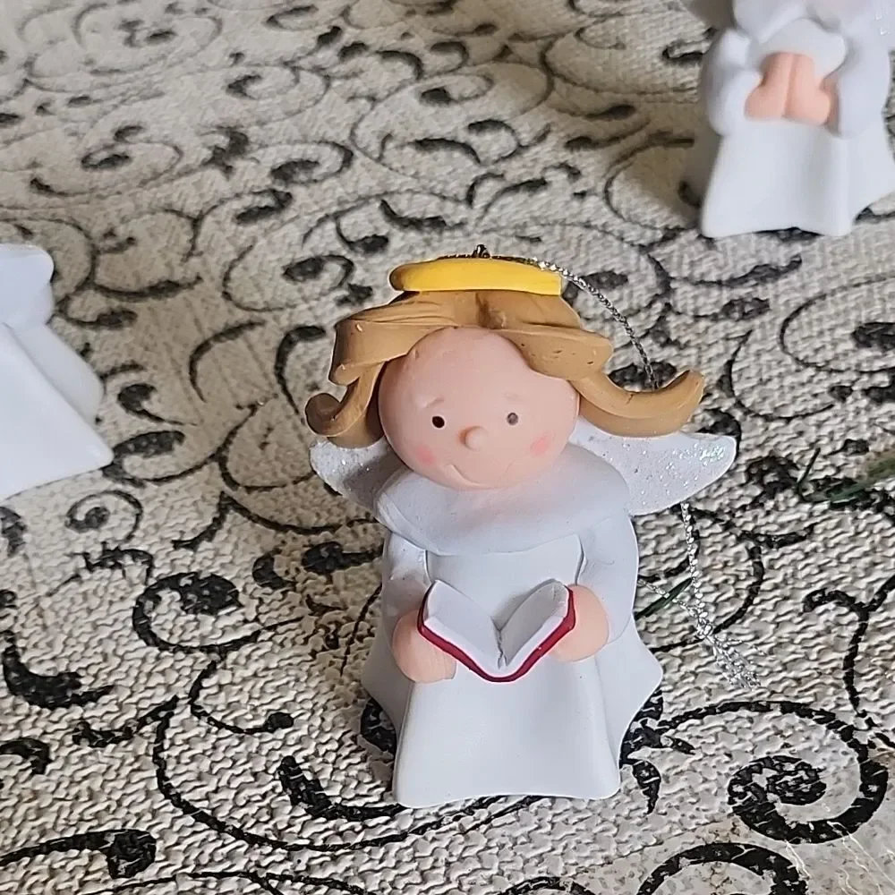 Source Unknown Angel Ornaments with Yellow and White Accents